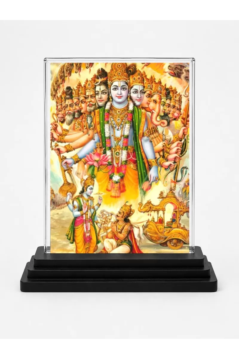 Vishnu Acrylic Car Dashboard Showpiece | Double-Sided Vishnu Photo Stand | 3 X 4 Inch Photo | Transparent Acrylic Frame With Black Base | Car Dashboard, Office & Table Decor (F72340)