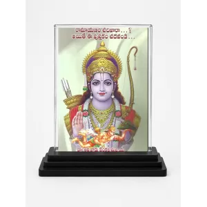 Lord Lord Rama Acrylic Car Dashboard Showpiece | Double-Sided Lord Lord Rama Photo Stand | 3 X 4 Inch Photo | Transparent Acrylic Frame With Black Base | Car Dashboard, Office & Table Decor (F72341)