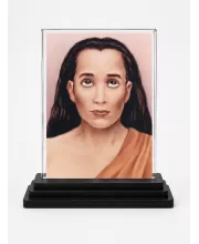 Maha Avatar Babaji Acrylic Car Dashboard Showpiece | Double-Sided Maha Avatar Babaji Photo Stand | 3 X 4 Inch Photo | Transparent Acrylic Frame With Black Base | Car Dashboard, Office & Table Decor (F72345)