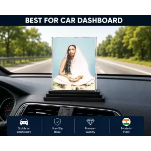 Maa Sarada Devi Acrylic Car Dashboard Showpiece | Double-Sided Maa Sarada Devi Photo Stand | 3 X 4 Inch Photo | Transparent Acrylic Frame With Black Base | Car Dashboard, Office & Table Decor (F71078) Maa Sarada Devi Acrylic Car Dashboard Showpiece | Double-Sided Maa Sarada Devi Photo Stand | 3 X 4 Inch Photo | Transparent Acrylic Frame With Black Base | Car Dashboard, Office & Table Decor (F71078)