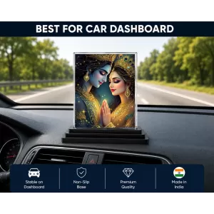 Shree Radha And Shree Krishna Acrylic Car Dashboard Showpiece | Double-Sided Shree Radha And Shree Krishna Photo Stand | 3 X 4 Inch Photo | Transparent Acrylic Frame With Black Base | Car Dashboard, Office & Table Decor (F71898) Shree Radha And Shree Krishna Acrylic Car Dashboard Showpiece | Double-Sided Shree Radha And Shree Krishna Photo Stand | 3 X 4 Inch Photo | Transparent Acrylic Frame With Black Base | Car Dashboard, Office & Table Decor (F71898)