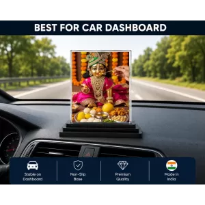 Laddu Gopal Acrylic Car Dashboard Showpiece | Double-Sided Laddu Gopal Photo Stand | 3 X 4 Inch Photo | Transparent Acrylic Frame With Black Base | Car Dashboard, Office & Table Decor (F72128) Laddu Gopal Acrylic Car Dashboard Showpiece | Double-Sided Laddu Gopal Photo Stand | 3 X 4 Inch Photo | Transparent Acrylic Frame With Black Base | Car Dashboard, Office & Table Decor (F72128)