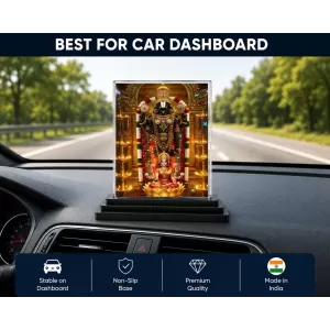 Lord Tirupati & Goddess Lakshmi Acrylic Car Dashboard Showpiece | Double-Sided Lord Tirupati & Goddess Lakshmi Photo Stand | 3 X 4 Inch Photo | Transparent Acrylic Frame With Black Base | Car Dashboard, Office & Table Decor (F72134) Lord Tirupati & Goddess Lakshmi Acrylic Car Dashboard Showpiece | Double-Sided Lord Tirupati & Goddess Lakshmi Photo Stand | 3 X 4 Inch Photo | Transparent Acrylic Frame With Black Base | Car Dashboard, Office & Table Decor (F72134)