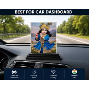 Shree Krishna Acrylic Car Dashboard Showpiece | Double-Sided Shree Krishna Photo Stand | 3 X 4 Inch Photo | Transparent Acrylic Frame With Black Base | Car Dashboard, Office & Table Decor (F72174) Shree Krishna Acrylic Car Dashboard Showpiece | Double-Sided Shree Krishna Photo Stand | 3 X 4 Inch Photo | Transparent Acrylic Frame With Black Base | Car Dashboard, Office & Table Decor (F72174)