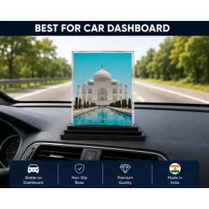 TaajMahal Acrylic Car Dashboard Showpiece | Double-Sided TaajMahal Photo Stand | 3 X 4 Inch Photo | Transparent Acrylic Frame With Black Base | Car Dashboard, Office & Table Decor (F72285) TaajMahal Acrylic Car Dashboard Showpiece | Double-Sided TaajMahal Photo Stand | 3 X 4 Inch Photo | Transparent Acrylic Frame With Black Base | Car Dashboard, Office & Table Decor (F72285)