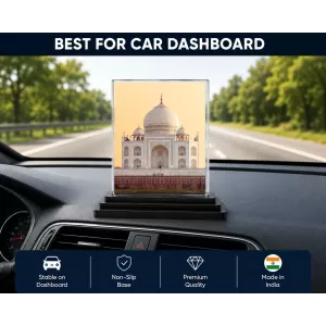 Taajmahal Acrylic Car Dashboard Showpiece | Double-Sided Taajmahal Photo Stand | 3 X 4 Inch Photo | Transparent Acrylic Frame With Black Base | Car Dashboard, Office & Table Decor (F72318) Taajmahal Acrylic Car Dashboard Showpiece | Double-Sided Taajmahal Photo Stand | 3 X 4 Inch Photo | Transparent Acrylic Frame With Black Base | Car Dashboard, Office & Table Decor (F72318)