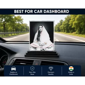 Maa Sarada Acrylic Car Dashboard Showpiece | Double-Sided Maa Sarada Photo Stand | 3 X 4 Inch Photo | Transparent Acrylic Frame With Black Base | Car Dashboard, Office & Table Decor (F72320) Maa Sarada Acrylic Car Dashboard Showpiece | Double-Sided Maa Sarada Photo Stand | 3 X 4 Inch Photo | Transparent Acrylic Frame With Black Base | Car Dashboard, Office & Table Decor (F72320)