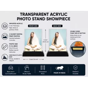 Maa Sarada Devi Acrylic Car Dashboard Showpiece | Double-Sided Maa Sarada Devi Photo Stand | 3 X 4 Inch Photo | Transparent Acrylic Frame With Black Base | Car Dashboard, Office & Table Decor (F71078) Maa Sarada Devi Acrylic Car Dashboard Showpiece | Double-Sided Maa Sarada Devi Photo Stand | 3 X 4 Inch Photo | Transparent Acrylic Frame With Black Base | Car Dashboard, Office & Table Decor (F71078)