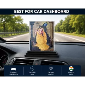 Shree Radha Acrylic Car Dashboard Showpiece | Double-Sided Shree Radha Photo Stand | 3 X 4 Inch Photo | Transparent Acrylic Frame With Black Base | Car Dashboard, Office & Table Decor (F71064) Shree Radha Acrylic Car Dashboard Showpiece | Double-Sided Shree Radha Photo Stand | 3 X 4 Inch Photo | Transparent Acrylic Frame With Black Base | Car Dashboard, Office & Table Decor (F71064)