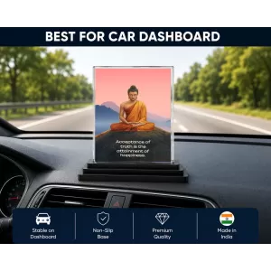 Gautama Buddha Acrylic Car Dashboard Showpiece | Double-Sided Gautama Buddha Photo Stand | 3 X 4 Inch Photo | Transparent Acrylic Frame With Black Base | Car Dashboard, Office & Table Decor (F71139) Gautama Buddha Acrylic Car Dashboard Showpiece | Double-Sided Gautama Buddha Photo Stand | 3 X 4 Inch Photo | Transparent Acrylic Frame With Black Base | Car Dashboard, Office & Table Decor (F71139)