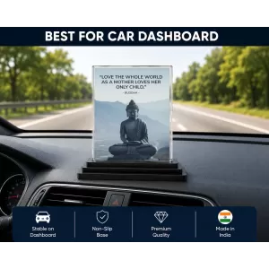 Gautama Buddha Acrylic Car Dashboard Showpiece | Double-Sided Gautama Buddha Photo Stand | 3 X 4 Inch Photo | Transparent Acrylic Frame With Black Base | Car Dashboard, Office & Table Decor (F71157) Gautama Buddha Acrylic Car Dashboard Showpiece | Double-Sided Gautama Buddha Photo Stand | 3 X 4 Inch Photo | Transparent Acrylic Frame With Black Base | Car Dashboard, Office & Table Decor (F71157)