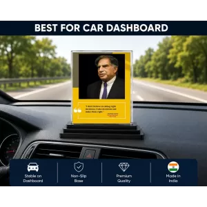 Shree Ratan Tata Acrylic Car Dashboard Showpiece | Double-Sided Shree Ratan Tata Photo Stand | 3 X 4 Inch Photo | Transparent Acrylic Frame With Black Base | Car Dashboard, Office & Table Decor (F71183) Shree Ratan Tata Acrylic Car Dashboard Showpiece | Double-Sided Shree Ratan Tata Photo Stand | 3 X 4 Inch Photo | Transparent Acrylic Frame With Black Base | Car Dashboard, Office & Table Decor (F71183)