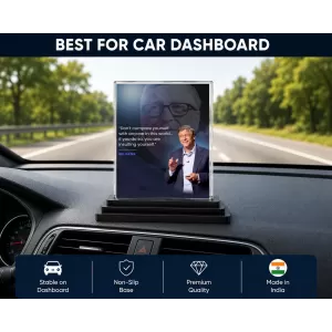 Bill Gates Acrylic Car Dashboard Showpiece | Double-Sided Bill Gates Photo Stand | 3 X 4 Inch Photo | Transparent Acrylic Frame With Black Base | Car Dashboard, Office & Table Decor (F71207) Bill Gates Acrylic Car Dashboard Showpiece | Double-Sided Bill Gates Photo Stand | 3 X 4 Inch Photo | Transparent Acrylic Frame With Black Base | Car Dashboard, Office & Table Decor (F71207)