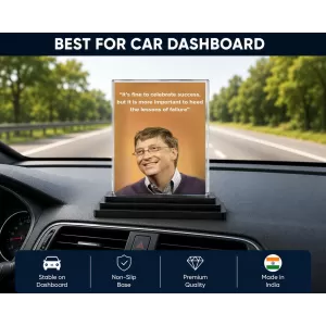 Bill Gates Acrylic Car Dashboard Showpiece | Double-Sided Bill Gates Photo Stand | 3 X 4 Inch Photo | Transparent Acrylic Frame With Black Base | Car Dashboard, Office & Table Decor (F71209) Bill Gates Acrylic Car Dashboard Showpiece | Double-Sided Bill Gates Photo Stand | 3 X 4 Inch Photo | Transparent Acrylic Frame With Black Base | Car Dashboard, Office & Table Decor (F71209)