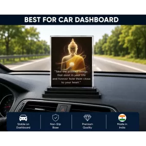 Gautama Buddha Acrylic Car Dashboard Showpiece | Double-Sided Gautama Buddha Photo Stand | 3 X 4 Inch Photo | Transparent Acrylic Frame With Black Base | Car Dashboard, Office & Table Decor (F71243) Gautama Buddha Acrylic Car Dashboard Showpiece | Double-Sided Gautama Buddha Photo Stand | 3 X 4 Inch Photo | Transparent Acrylic Frame With Black Base | Car Dashboard, Office & Table Decor (F71243)