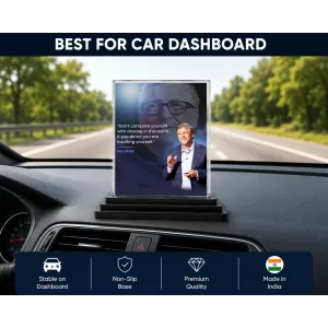 Bill Gates Acrylic Car Dashboard Showpiece | Double-Sided Bill Gates Photo Stand | 3 X 4 Inch Photo | Transparent Acrylic Frame With Black Base | Car Dashboard, Office & Table Decor (F71253) Bill Gates Acrylic Car Dashboard Showpiece | Double-Sided Bill Gates Photo Stand | 3 X 4 Inch Photo | Transparent Acrylic Frame With Black Base | Car Dashboard, Office & Table Decor (F71253)