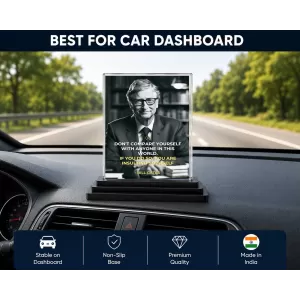 Bill Gates Acrylic Car Dashboard Showpiece | Double-Sided Bill Gates Photo Stand | 3 X 4 Inch Photo | Transparent Acrylic Frame With Black Base | Car Dashboard, Office & Table Decor (F71255) Bill Gates Acrylic Car Dashboard Showpiece | Double-Sided Bill Gates Photo Stand | 3 X 4 Inch Photo | Transparent Acrylic Frame With Black Base | Car Dashboard, Office & Table Decor (F71255)