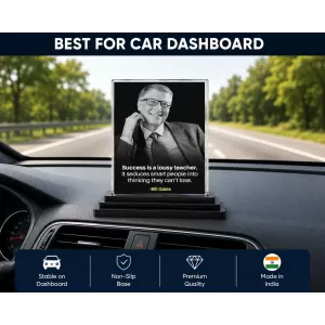 Bill Gates Acrylic Car Dashboard Showpiece | Double-Sided Bill Gates Photo Stand | 3 X 4 Inch Photo | Transparent Acrylic Frame With Black Base | Car Dashboard, Office & Table Decor (F71256) Bill Gates Acrylic Car Dashboard Showpiece | Double-Sided Bill Gates Photo Stand | 3 X 4 Inch Photo | Transparent Acrylic Frame With Black Base | Car Dashboard, Office & Table Decor (F71256)