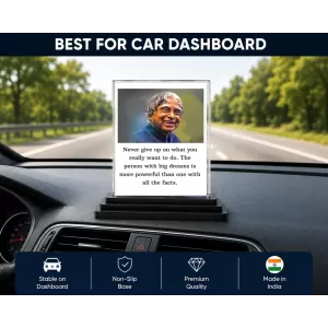 Abdul Kalam Acrylic Car Dashboard Showpiece | Double-Sided Abdul Kalam Photo Stand | 3 X 4 Inch Photo | Transparent Acrylic Frame With Black Base | Car Dashboard, Office & Table Decor (F71263) Abdul Kalam Acrylic Car Dashboard Showpiece | Double-Sided Abdul Kalam Photo Stand | 3 X 4 Inch Photo | Transparent Acrylic Frame With Black Base | Car Dashboard, Office & Table Decor (F71263)
