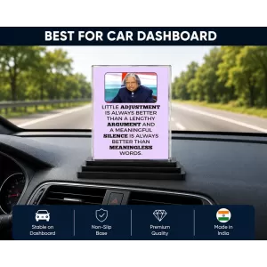 Abdul Kalam Acrylic Car Dashboard Showpiece | Double-Sided Abdul Kalam Photo Stand | 3 X 4 Inch Photo | Transparent Acrylic Frame With Black Base | Car Dashboard, Office & Table Decor (F71269)