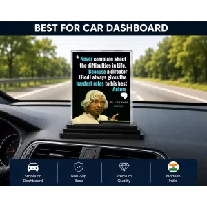 A.P.J. Abdul Kalam Acrylic Car Dashboard Showpiece | Double-Sided A.P.J. Abdul Kalam Photo Stand | 3 X 4 Inch Photo | Transparent Acrylic Frame With Black Base | Car Dashboard, Office & Table Decor (F71271)