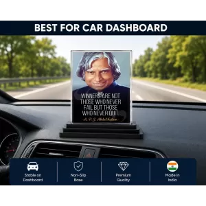 A. P. J. Abdul Kalam Acrylic Car Dashboard Showpiece | Double-Sided A. P. J. Abdul Kalam Photo Stand | 3 X 4 Inch Photo | Transparent Acrylic Frame With Black Base | Car Dashboard, Office & Table Decor (F71275) A. P. J. Abdul Kalam Acrylic Car Dashboard Showpiece | Double-Sided A. P. J. Abdul Kalam Photo Stand | 3 X 4 Inch Photo | Transparent Acrylic Frame With Black Base | Car Dashboard, Office & Table Decor (F71275)