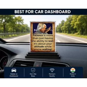 Abdul Kalam Acrylic Car Dashboard Showpiece | Double-Sided Abdul Kalam Photo Stand | 3 X 4 Inch Photo | Transparent Acrylic Frame With Black Base | Car Dashboard, Office & Table Decor (F71277)