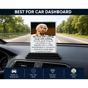Abdul Kalam Acrylic Car Dashboard Showpiece | Double-Sided Abdul Kalam Photo Stand | 3 X 4 Inch Photo | Transparent Acrylic Frame With Black Base | Car Dashboard, Office & Table Decor (F71282)