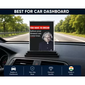 Abdul Kalam Acrylic Car Dashboard Showpiece | Double-Sided Abdul Kalam Photo Stand | 3 X 4 Inch Photo | Transparent Acrylic Frame With Black Base | Car Dashboard, Office & Table Decor (F71287) Abdul Kalam Acrylic Car Dashboard Showpiece | Double-Sided Abdul Kalam Photo Stand | 3 X 4 Inch Photo | Transparent Acrylic Frame With Black Base | Car Dashboard, Office & Table Decor (F71287)