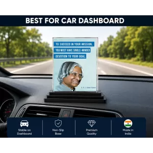 A. P. J. Abdul Kalam Acrylic Car Dashboard Showpiece | Double-Sided A. P. J. Abdul Kalam Photo Stand | 3 X 4 Inch Photo | Transparent Acrylic Frame With Black Base | Car Dashboard, Office & Table Decor (F71290) A. P. J. Abdul Kalam Acrylic Car Dashboard Showpiece | Double-Sided A. P. J. Abdul Kalam Photo Stand | 3 X 4 Inch Photo | Transparent Acrylic Frame With Black Base | Car Dashboard, Office & Table Decor (F71290)