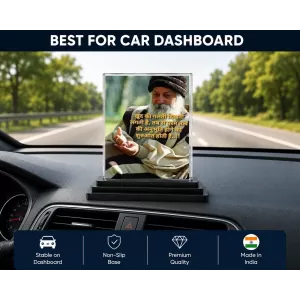 Osho Rajneesh Acrylic Car Dashboard Showpiece | Double-Sided Osho Rajneesh Photo Stand | 3 X 4 Inch Photo | Transparent Acrylic Frame With Black Base | Car Dashboard, Office & Table Decor (F71553) Osho Rajneesh Acrylic Car Dashboard Showpiece | Double-Sided Osho Rajneesh Photo Stand | 3 X 4 Inch Photo | Transparent Acrylic Frame With Black Base | Car Dashboard, Office & Table Decor (F71553)