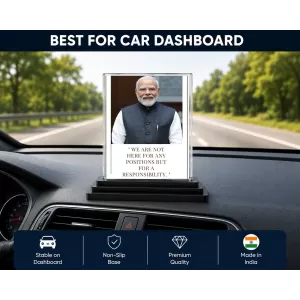 Narendra Modi Acrylic Car Dashboard Showpiece | Double-Sided Narendra Modi Photo Stand | 3 X 4 Inch Photo | Transparent Acrylic Frame With Black Base | Car Dashboard, Office & Table Decor (F71557) Narendra Modi Acrylic Car Dashboard Showpiece | Double-Sided Narendra Modi Photo Stand | 3 X 4 Inch Photo | Transparent Acrylic Frame With Black Base | Car Dashboard, Office & Table Decor (F71557)