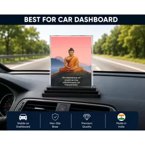 Gautama Buddha Acrylic Car Dashboard Showpiece | Double-Sided Gautama Buddha Photo Stand | 3 X 4 Inch Photo | Transparent Acrylic Frame With Black Base | Car Dashboard, Office & Table Decor (F71573) Gautama Buddha Acrylic Car Dashboard Showpiece | Double-Sided Gautama Buddha Photo Stand | 3 X 4 Inch Photo | Transparent Acrylic Frame With Black Base | Car Dashboard, Office & Table Decor (F71573)