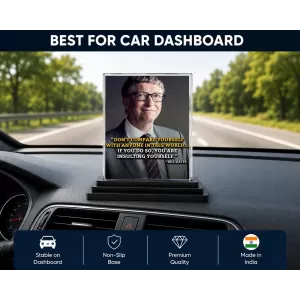 Bill Gates Acrylic Car Dashboard Showpiece | Double-Sided Bill Gates Photo Stand | 3 X 4 Inch Photo | Transparent Acrylic Frame With Black Base | Car Dashboard, Office & Table Decor (F71587) Bill Gates Acrylic Car Dashboard Showpiece | Double-Sided Bill Gates Photo Stand | 3 X 4 Inch Photo | Transparent Acrylic Frame With Black Base | Car Dashboard, Office & Table Decor (F71587)