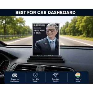 Bill Gates Acrylic Car Dashboard Showpiece | Double-Sided Bill Gates Photo Stand | 3 X 4 Inch Photo | Transparent Acrylic Frame With Black Base | Car Dashboard, Office & Table Decor (F71589) Bill Gates Acrylic Car Dashboard Showpiece | Double-Sided Bill Gates Photo Stand | 3 X 4 Inch Photo | Transparent Acrylic Frame With Black Base | Car Dashboard, Office & Table Decor (F71589)
