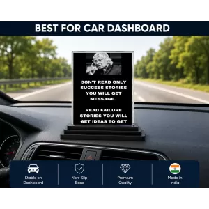 Abdul Kalam Acrylic Car Dashboard Showpiece | Double-Sided Abdul Kalam Photo Stand | 3 X 4 Inch Photo | Transparent Acrylic Frame With Black Base | Car Dashboard, Office & Table Decor (F71592)
