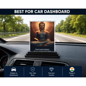 Buddha Acrylic Car Dashboard Showpiece | Double-Sided Buddha Photo Stand | 3 X 4 Inch Photo | Transparent Acrylic Frame With Black Base | Car Dashboard, Office & Table Decor (F71781) Buddha Acrylic Car Dashboard Showpiece | Double-Sided Buddha Photo Stand | 3 X 4 Inch Photo | Transparent Acrylic Frame With Black Base | Car Dashboard, Office & Table Decor (F71781)
