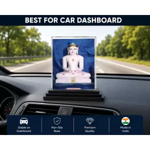 Bhagwan Mahavir Acrylic Car Dashboard Showpiece | Double-Sided Bhagwan Mahavir Photo Stand | 3 X 4 Inch Photo | Transparent Acrylic Frame With Black Base | Car Dashboard, Office & Table Decor (F71808) Bhagwan Mahavir Acrylic Car Dashboard Showpiece | Double-Sided Bhagwan Mahavir Photo Stand | 3 X 4 Inch Photo | Transparent Acrylic Frame With Black Base | Car Dashboard, Office & Table Decor (F71808)