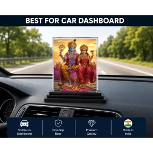 Lakshmi And Vishnu Acrylic Car Dashboard Showpiece | Double-Sided Lakshmi And Vishnu Photo Stand | 3 X 4 Inch Photo | Transparent Acrylic Frame With Black Base | Car Dashboard, Office & Table Decor (F71821) Lakshmi And Vishnu Acrylic Car Dashboard Showpiece | Double-Sided Lakshmi And Vishnu Photo Stand | 3 X 4 Inch Photo | Transparent Acrylic Frame With Black Base | Car Dashboard, Office & Table Decor (F71821)