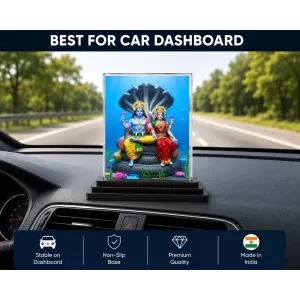 Vishnu And Lakshmi Acrylic Car Dashboard Showpiece | Double-Sided Vishnu And Lakshmi Photo Stand | 3 X 4 Inch Photo | Transparent Acrylic Frame With Black Base | Car Dashboard, Office & Table Decor (F71824) Vishnu And Lakshmi Acrylic Car Dashboard Showpiece | Double-Sided Vishnu And Lakshmi Photo Stand | 3 X 4 Inch Photo | Transparent Acrylic Frame With Black Base | Car Dashboard, Office & Table Decor (F71824)