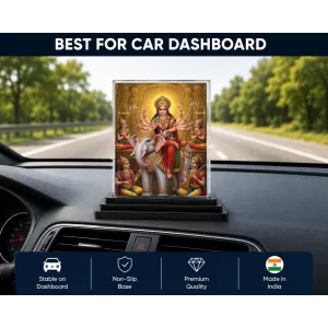 Durga Acrylic Car Dashboard Showpiece | Double-Sided Durga Photo Stand | 3 X 4 Inch Photo | Transparent Acrylic Frame With Black Base | Car Dashboard, Office & Table Decor (F71833) Durga Acrylic Car Dashboard Showpiece | Double-Sided Durga Photo Stand | 3 X 4 Inch Photo | Transparent Acrylic Frame With Black Base | Car Dashboard, Office & Table Decor (F71833)