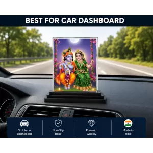 Krishna And Radha Acrylic Car Dashboard Showpiece | Double-Sided Krishna And Radha Photo Stand | 3 X 4 Inch Photo | Transparent Acrylic Frame With Black Base | Car Dashboard, Office & Table Decor (F71836) Krishna And Radha Acrylic Car Dashboard Showpiece | Double-Sided Krishna And Radha Photo Stand | 3 X 4 Inch Photo | Transparent Acrylic Frame With Black Base | Car Dashboard, Office & Table Decor (F71836)