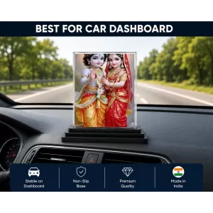 Radha And Krishna Acrylic Car Dashboard Showpiece | Double-Sided Radha And Krishna Photo Stand | 3 X 4 Inch Photo | Transparent Acrylic Frame With Black Base | Car Dashboard, Office & Table Decor (F71837) Radha And Krishna Acrylic Car Dashboard Showpiece | Double-Sided Radha And Krishna Photo Stand | 3 X 4 Inch Photo | Transparent Acrylic Frame With Black Base | Car Dashboard, Office & Table Decor (F71837)