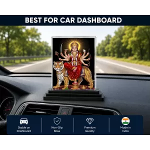 Durga Acrylic Car Dashboard Showpiece | Double-Sided Durga Photo Stand | 3 X 4 Inch Photo | Transparent Acrylic Frame With Black Base | Car Dashboard, Office & Table Decor (F71843) Durga Acrylic Car Dashboard Showpiece | Double-Sided Durga Photo Stand | 3 X 4 Inch Photo | Transparent Acrylic Frame With Black Base | Car Dashboard, Office & Table Decor (F71843)