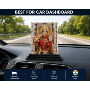 Durga Acrylic Car Dashboard Showpiece | Double-Sided Durga Photo Stand | 3 X 4 Inch Photo | Transparent Acrylic Frame With Black Base | Car Dashboard, Office & Table Decor (F71870) Durga Acrylic Car Dashboard Showpiece | Double-Sided Durga Photo Stand | 3 X 4 Inch Photo | Transparent Acrylic Frame With Black Base | Car Dashboard, Office & Table Decor (F71870)