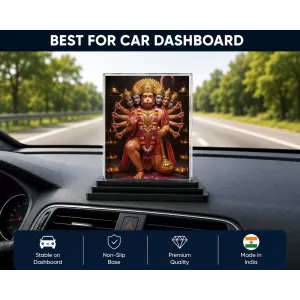 Hanuman Acrylic Car Dashboard Showpiece | Double-Sided Hanuman Photo Stand | 3 X 4 Inch Photo | Transparent Acrylic Frame With Black Base | Car Dashboard, Office & Table Decor (F71872)