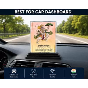 Hanuman Acrylic Car Dashboard Showpiece | Double-Sided Hanuman Photo Stand | 3 X 4 Inch Photo | Transparent Acrylic Frame With Black Base | Car Dashboard, Office & Table Decor (F71874)