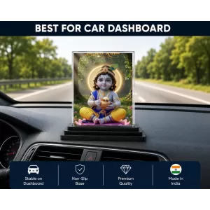 Lord Krishna Acrylic Car Dashboard Showpiece | Double-Sided Lord Krishna Photo Stand | 3 X 4 Inch Photo | Transparent Acrylic Frame With Black Base | Car Dashboard, Office & Table Decor (F71887) Lord Krishna Acrylic Car Dashboard Showpiece | Double-Sided Lord Krishna Photo Stand | 3 X 4 Inch Photo | Transparent Acrylic Frame With Black Base | Car Dashboard, Office & Table Decor (F71887)