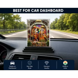 Krishna And Radha Acrylic Car Dashboard Showpiece | Double-Sided Krishna And Radha Photo Stand | 3 X 4 Inch Photo | Transparent Acrylic Frame With Black Base | Car Dashboard, Office & Table Decor (F71901) Krishna And Radha Acrylic Car Dashboard Showpiece | Double-Sided Krishna And Radha Photo Stand | 3 X 4 Inch Photo | Transparent Acrylic Frame With Black Base | Car Dashboard, Office & Table Decor (F71901)