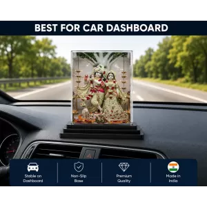 Radha Krishna Acrylic Car Dashboard Showpiece | Double-Sided Radha Krishna Photo Stand | 3 X 4 Inch Photo | Transparent Acrylic Frame With Black Base | Car Dashboard, Office & Table Decor (F71903) Radha Krishna Acrylic Car Dashboard Showpiece | Double-Sided Radha Krishna Photo Stand | 3 X 4 Inch Photo | Transparent Acrylic Frame With Black Base | Car Dashboard, Office & Table Decor (F71903)